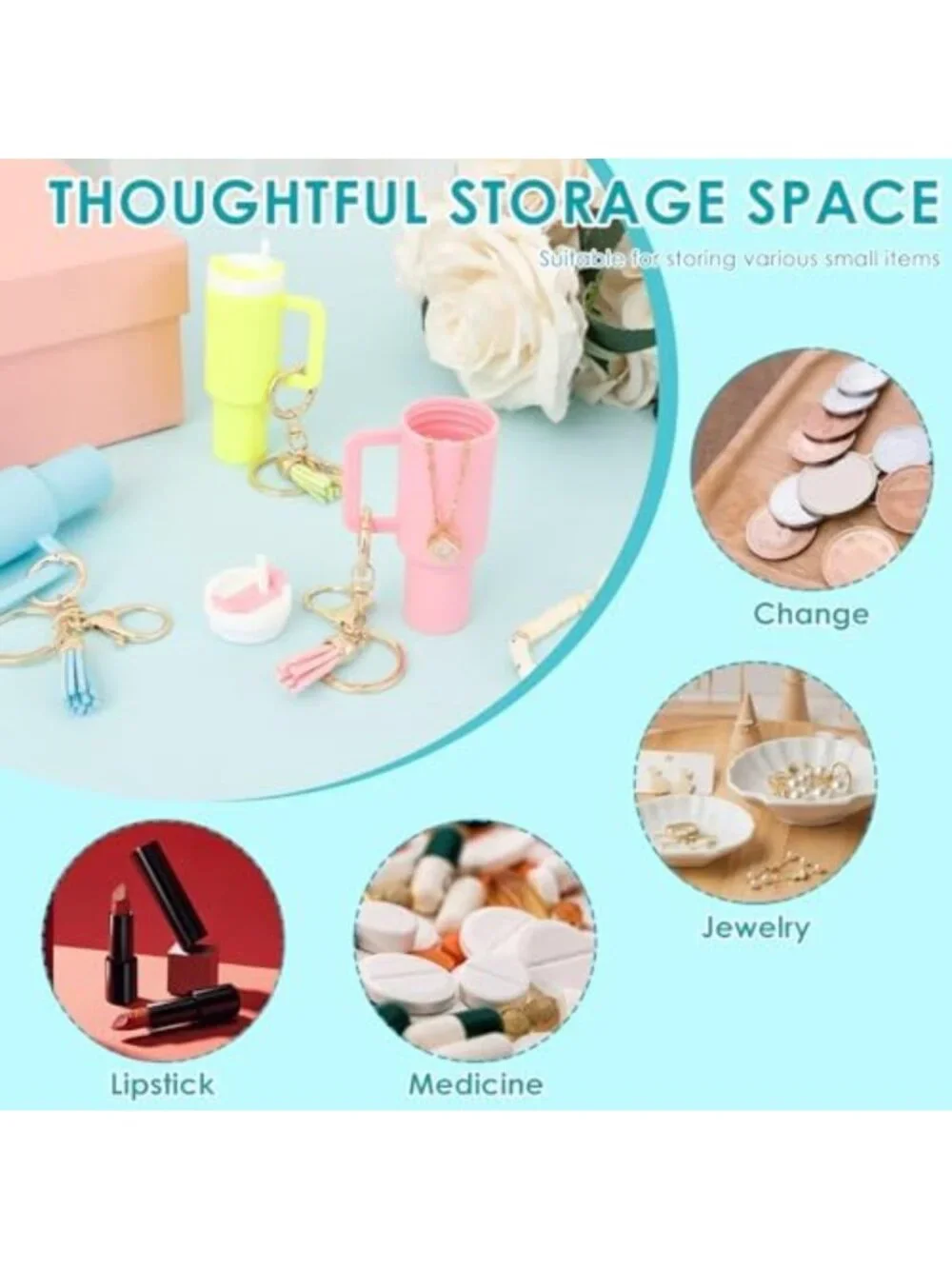 Cute Mini Tumbler Keychain Chapstick Holder | Adorable Bag Charm Accessory
